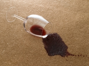 Red wine split on carpet